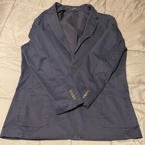 Lands End Traditional Fit Cotton Navy Blazer Sport Coat 48 Tall